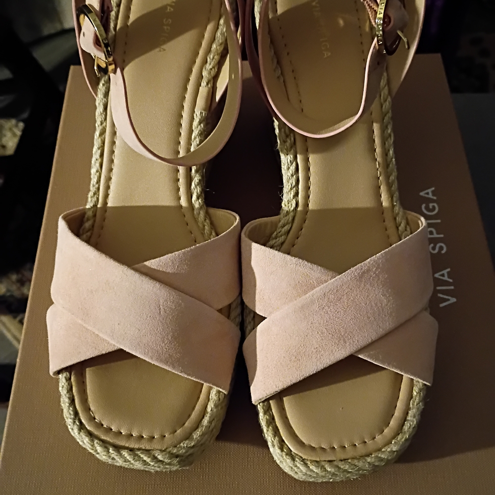 Via Spiga Sesilia Espadrilles 4" Wedge Heel Pink Suede